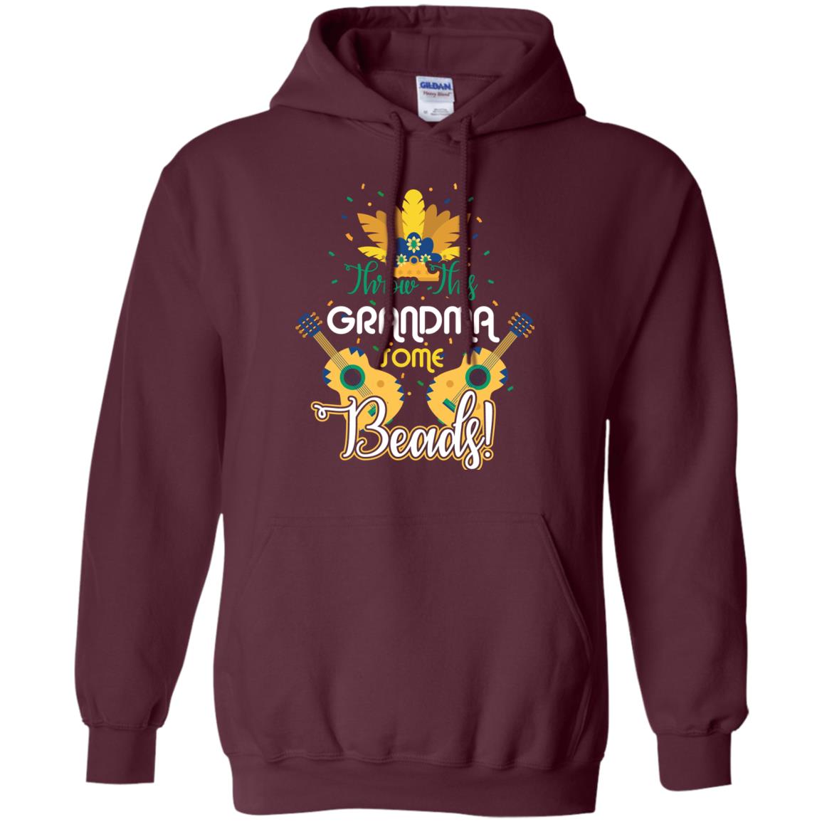 Mardi Gras T-shirt Throw This Grandma Some Beads Maroon