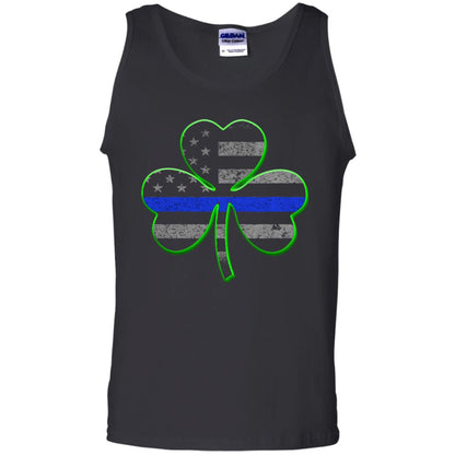 Thin Blue Line St Patrick_s Day Clover T-shirt Black