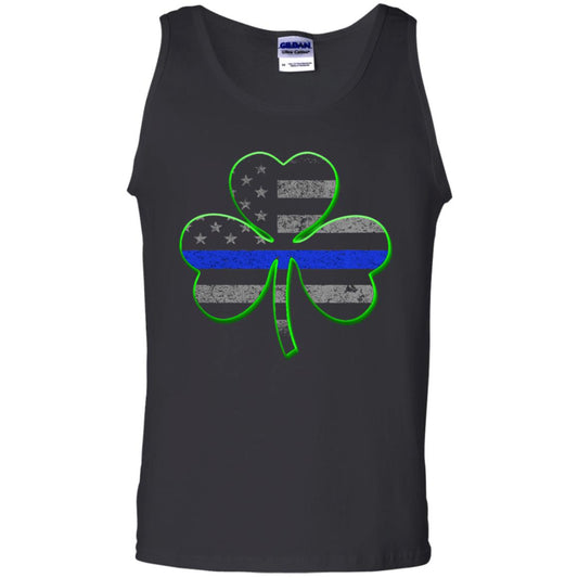 Thin Blue Line St Patrick_s Day Clover T-shirt Black