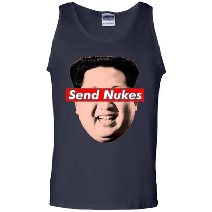 Funny Parody Novelty T-shirt Send Nukes Kim Jong Un Navy