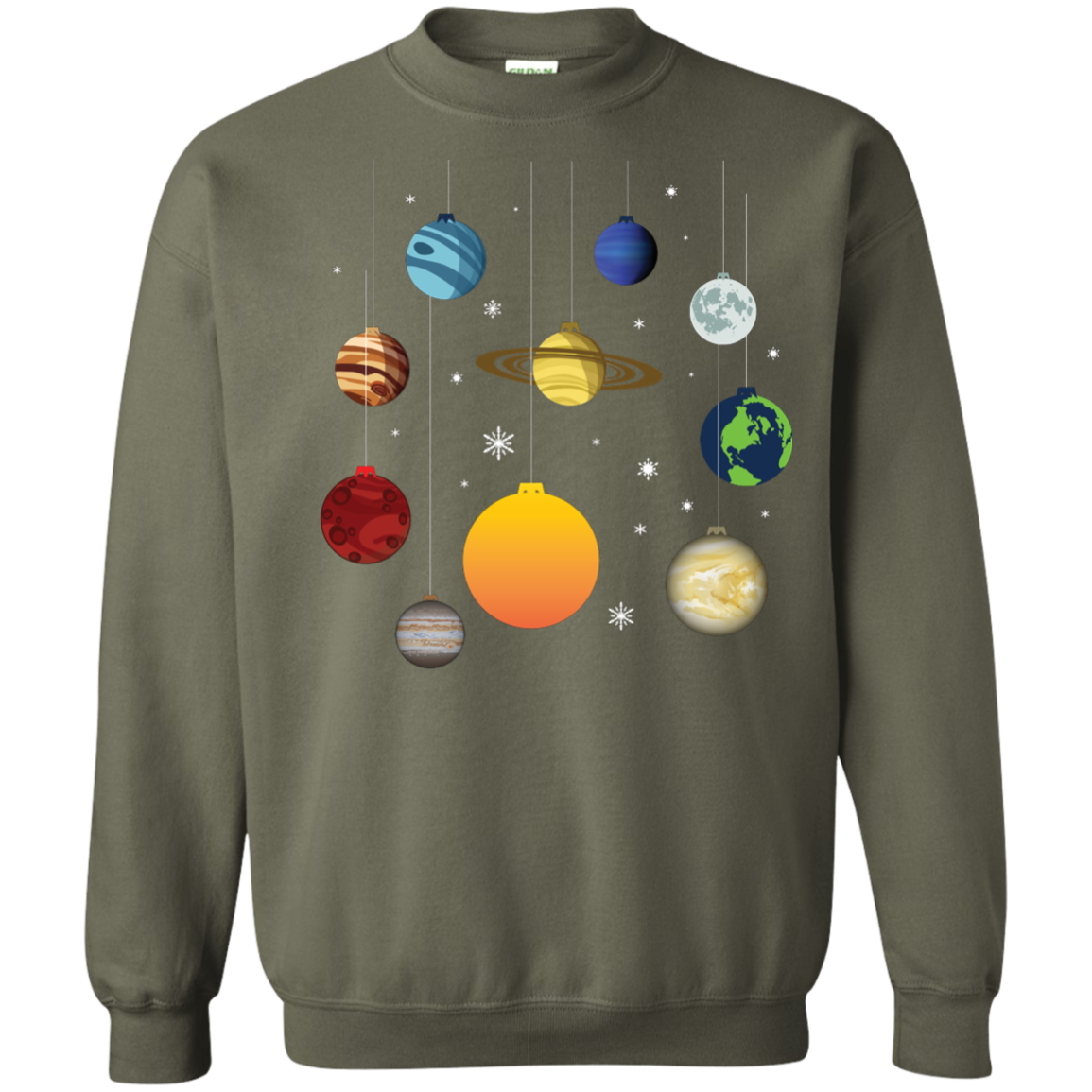 Christmas T-shirt Joy To Universe Christmas Military Green