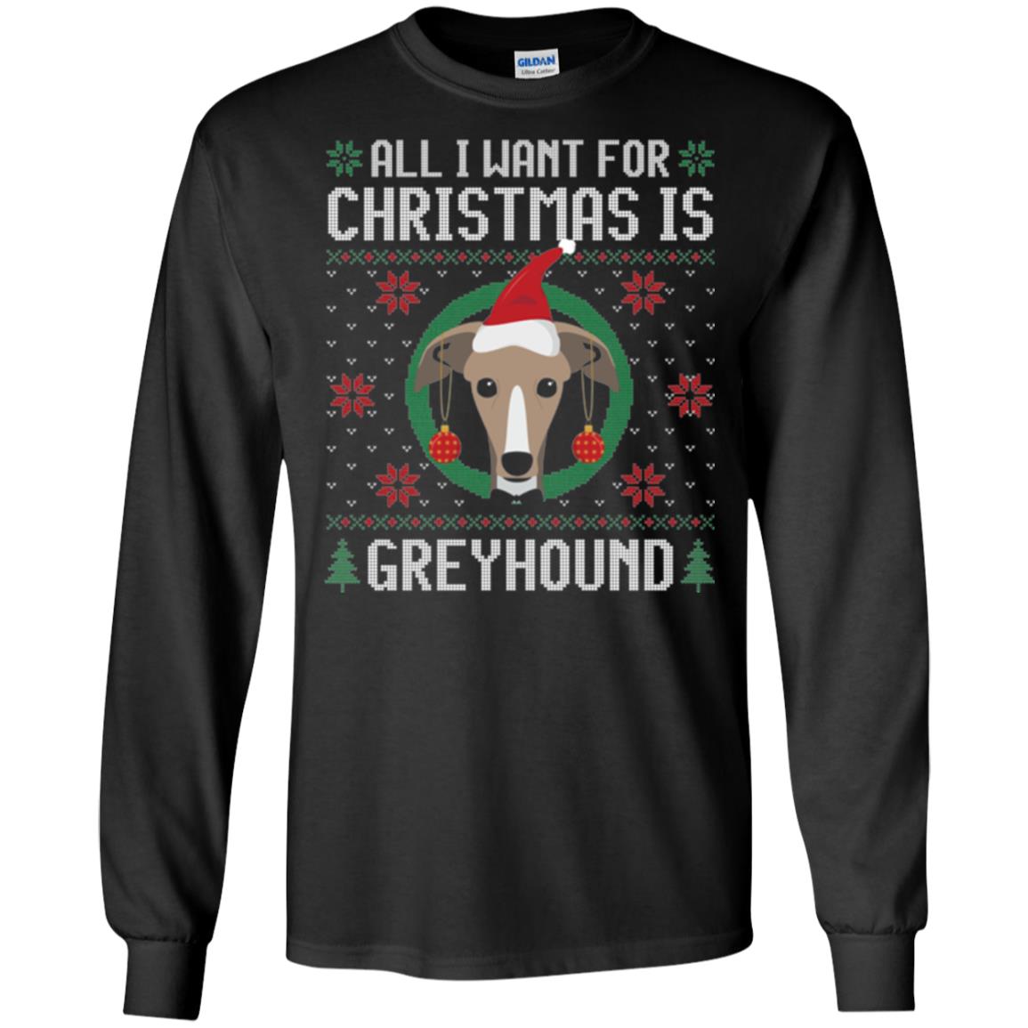 Chirstmas T-shirt All I Want For Christmas Is Greyhound Black