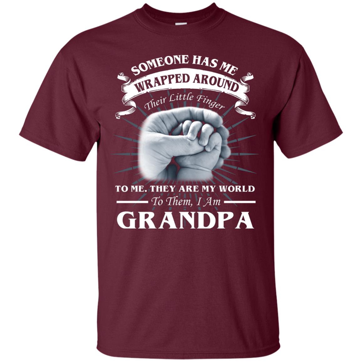 They Are My World To Them I Am Grandpa Papa Shirt Maroon