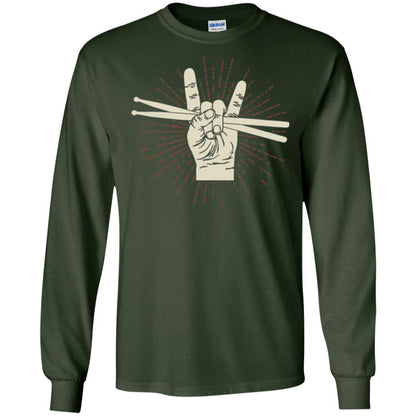 Drummer T-shirt Drumsticks Percussion Rock Forest Green