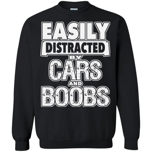 Car Lover T-shirt Easily Distracted By Cars And Boobs Black