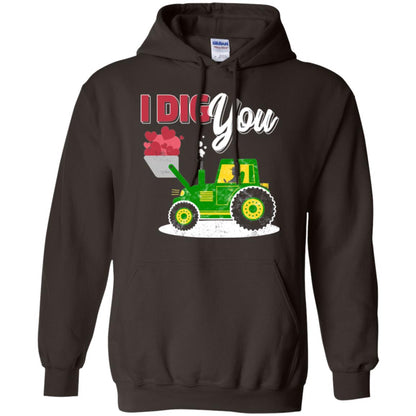 Farmer Valentines Day T-shirt Farm Tractor I Dig You Dark Chocolate