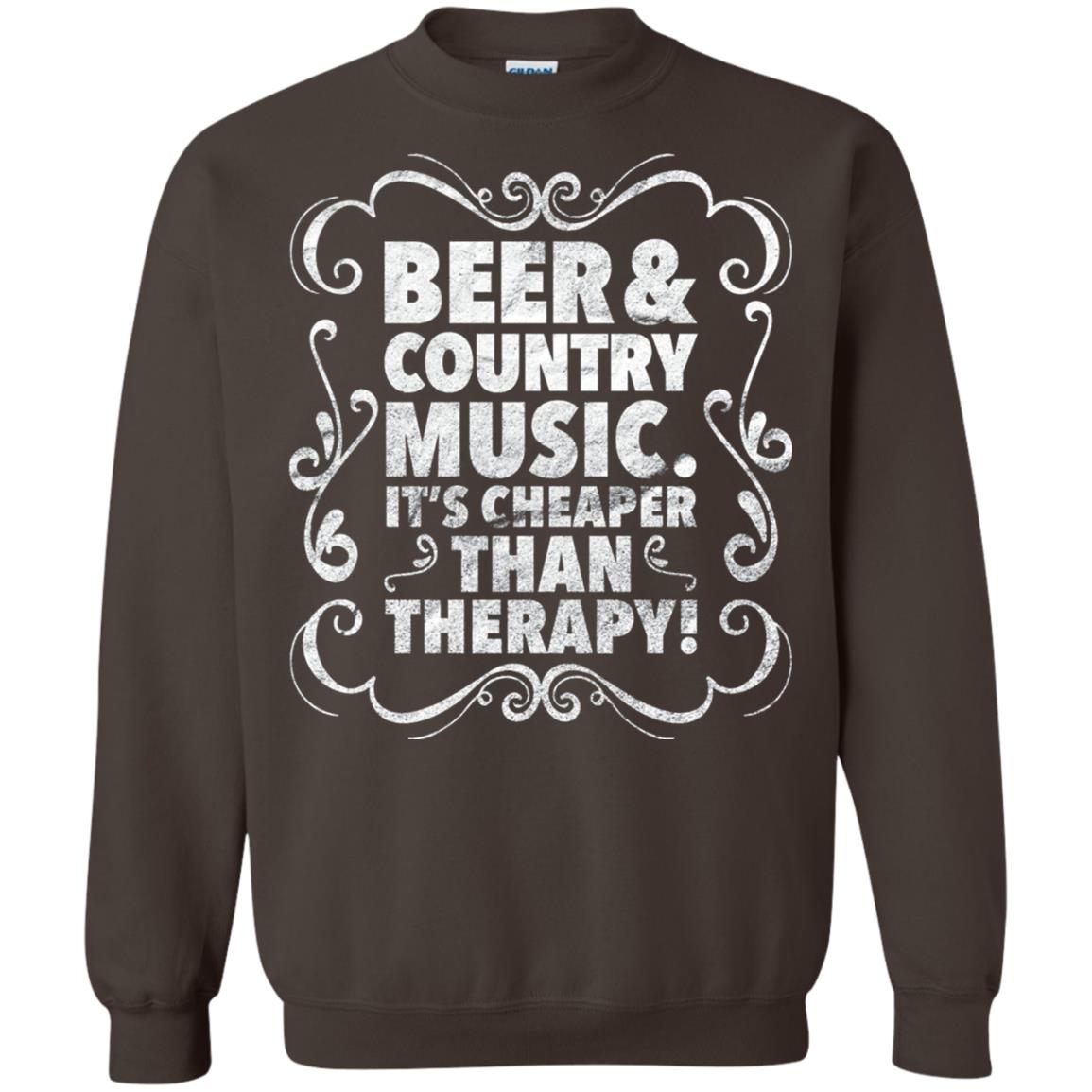 Beer Andcountry Music Its Cheaper Than Therapy Shirt Dark Chocolate