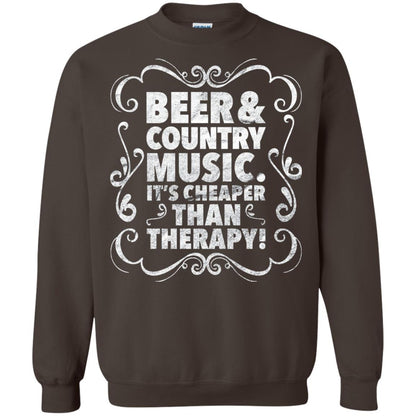 Beer Andcountry Music Its Cheaper Than Therapy Shirt Dark Chocolate