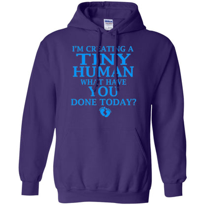 Funny Maternity Shirt Creating Tiny Human Blue Purple
