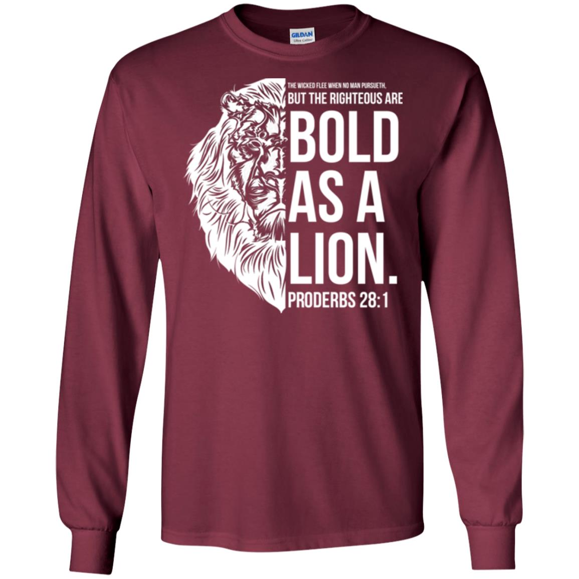 Christian T-shirt Bold As A Lion T-shirt Maroon
