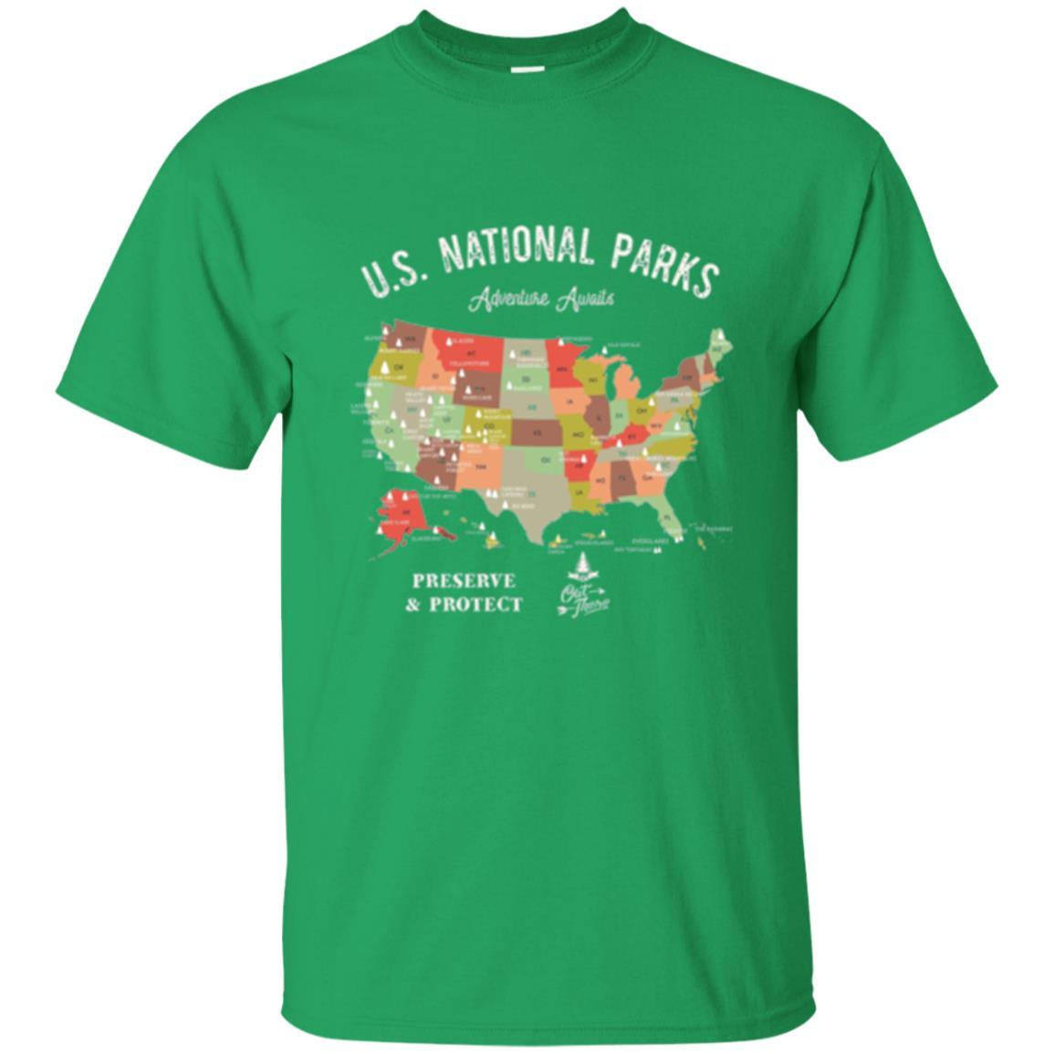 Hiking Camping T-shirt National Park Map Vintage T-shirt Irish Green