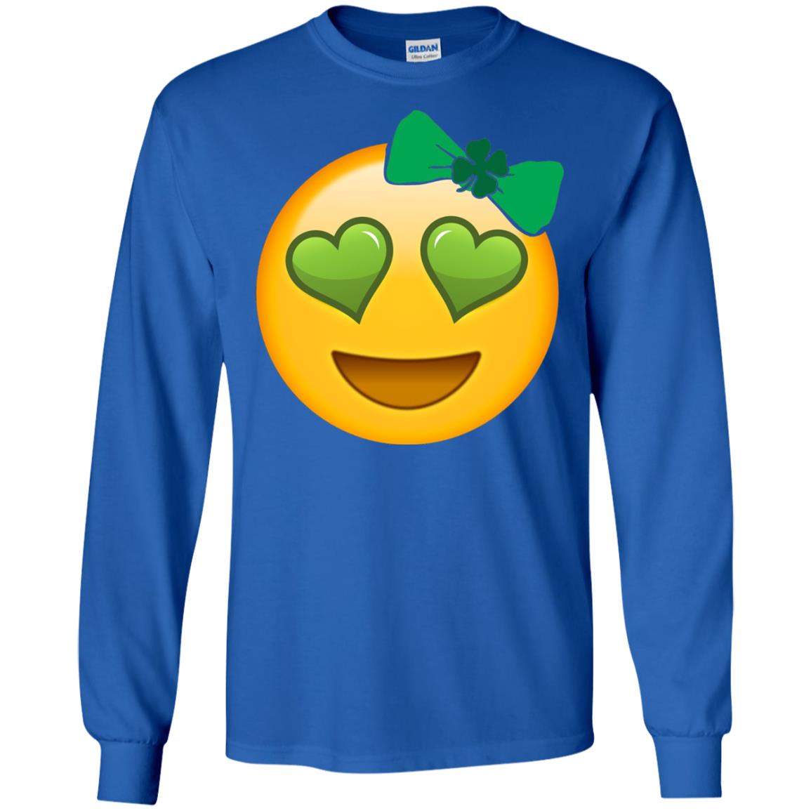 Emoji Green Heart Eyes Bow Saint Patricks Day Shirt For Girls Royal