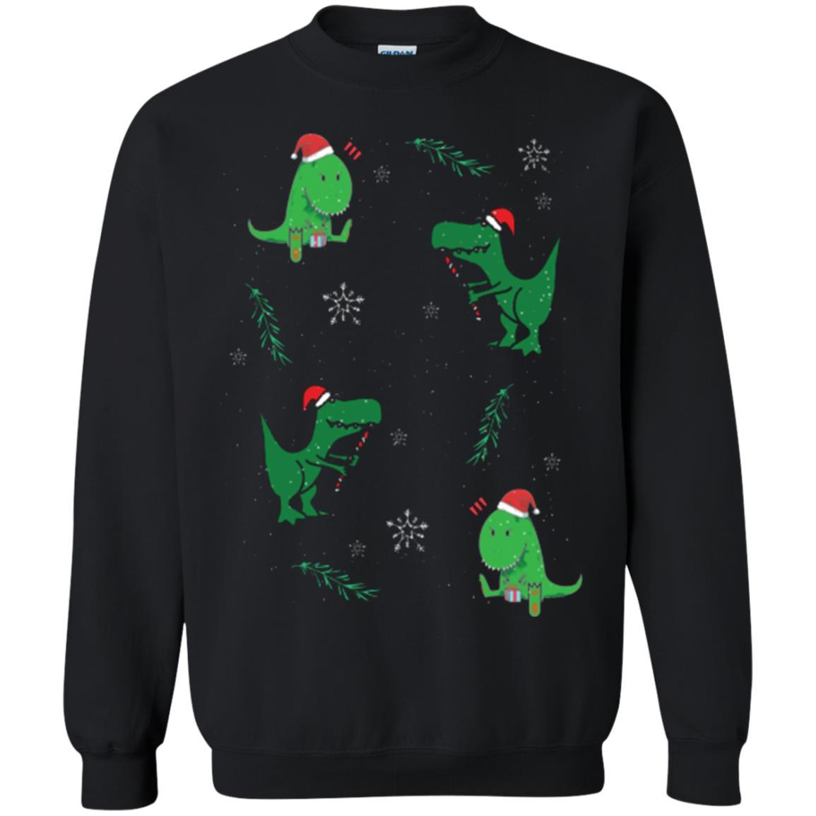 Funny Christmas T-shirt Merry Christmas Dinosaur Black