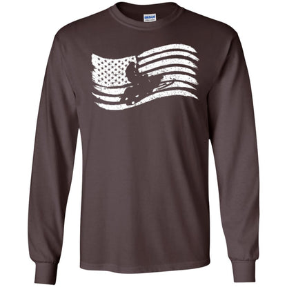 Snowmobile Rider T-shirt American Flag Dark Chocolate