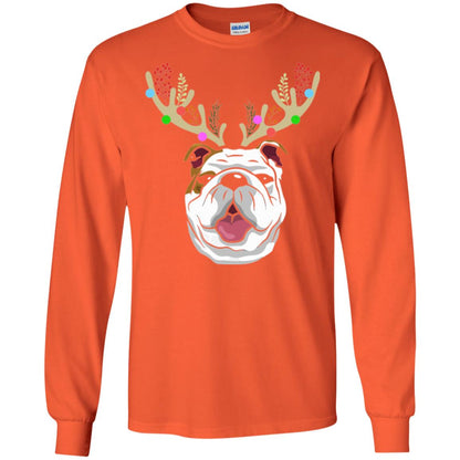 Dog Lovers T-shirt Funny Bulldogs With Antlers Orange