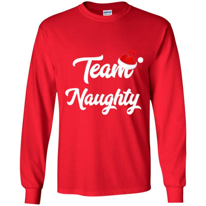 Christmas T-shirt Team Naughty Nice Santa Hat T-shirt Red