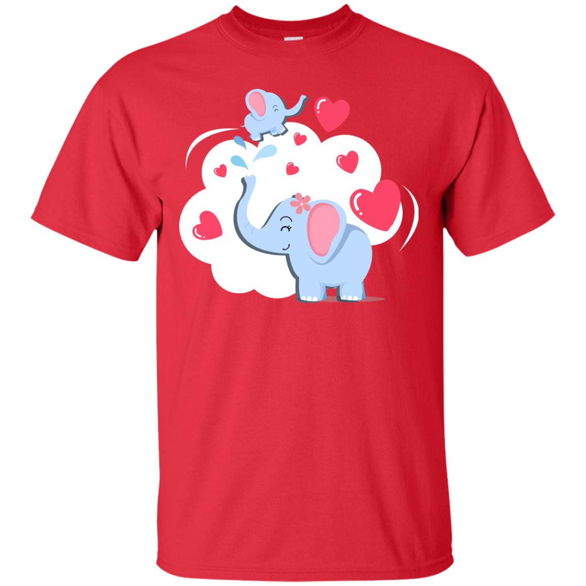 Mothers Day On 13th Of May Elephant Mom And Kid Shirt Red