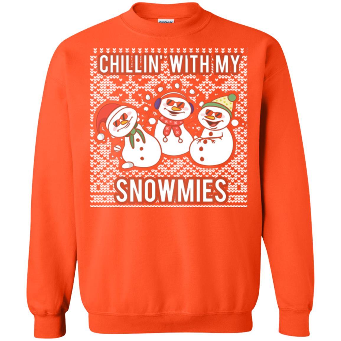 Christmas T-shirt Chillin' With My Snowmies Orange