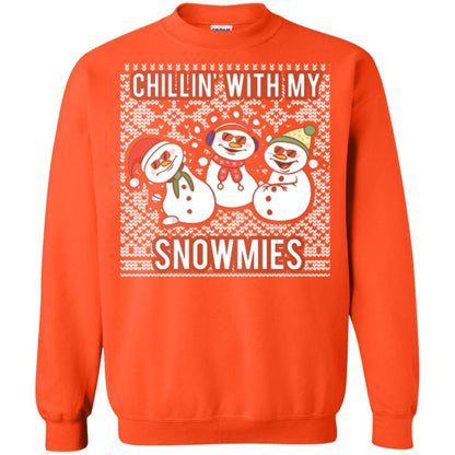 Christmas T-shirt Chillin' With My Snowmies Orange