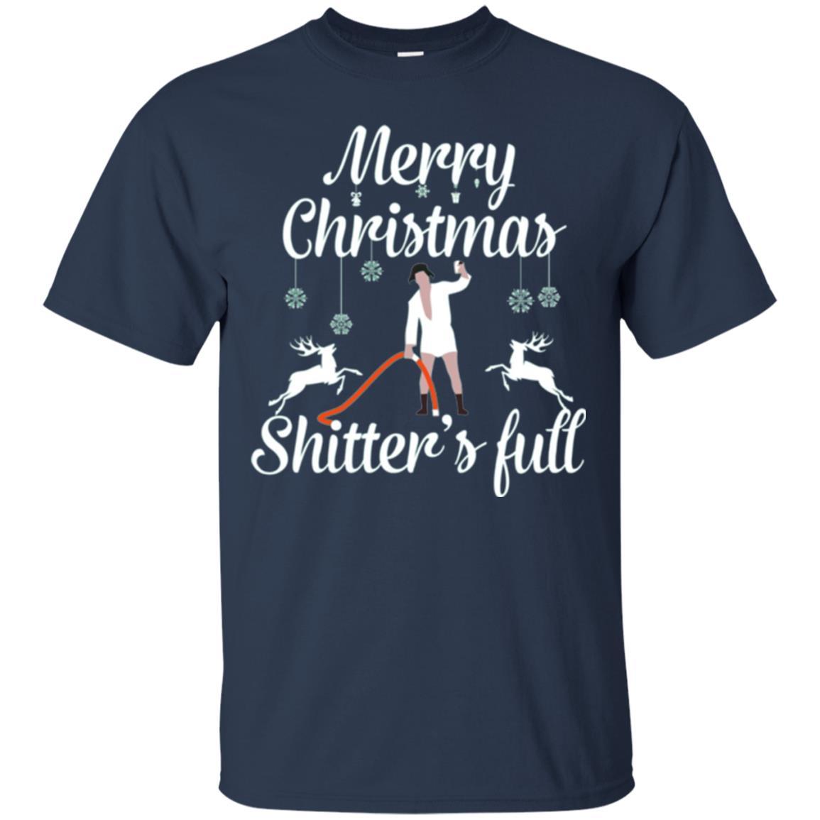 Christmas T-shirt Reindeer Merry Christmas Shitter's Full Navy