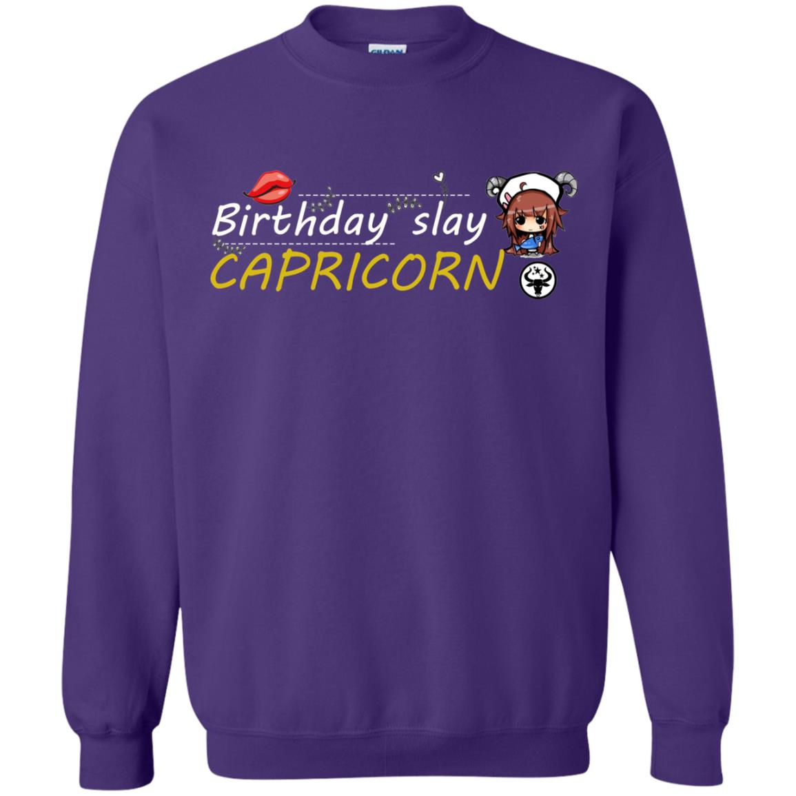Cute Capricorn Girl Birthday Lip Slay T-shirt Purple
