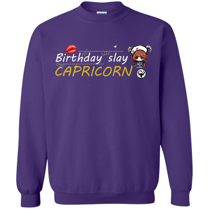 Cute Capricorn Girl Birthday Lip Slay T-shirt Purple
