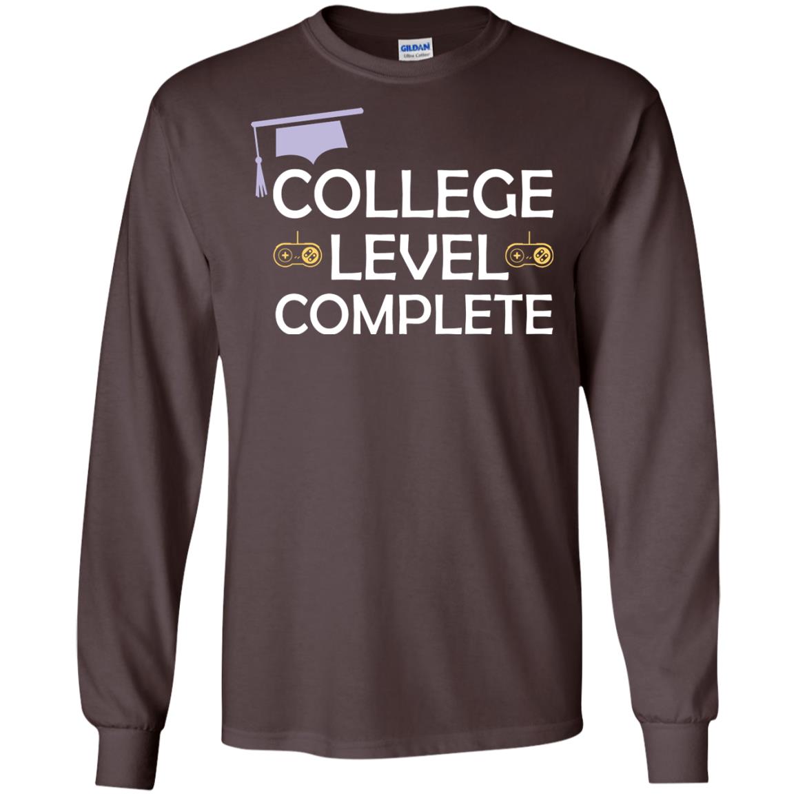 College Level Complete Funny College Graduation Shirt Dark Chocolate
