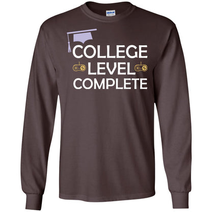 College Level Complete Funny College Graduation Shirt Dark Chocolate
