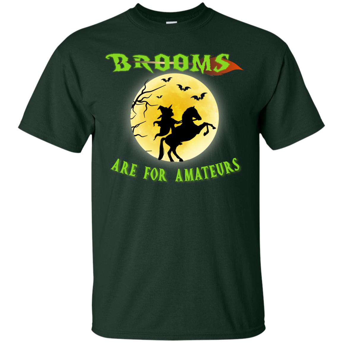 Brooms Are For Amateurs Witches Ride A Horse Funny Halloween Shirt Forest