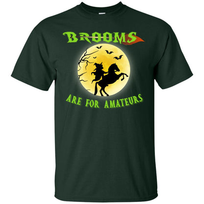Brooms Are For Amateurs Witches Ride A Horse Funny Halloween Shirt Forest