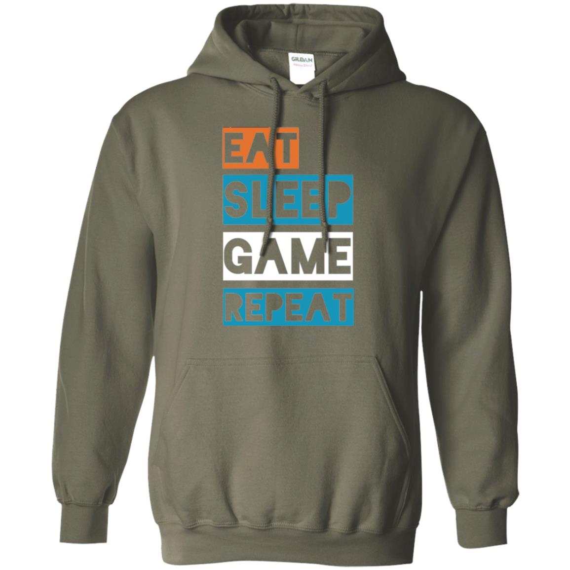 Eat Sleep Game Repeat Video Gamer Player T-shirt Military Green