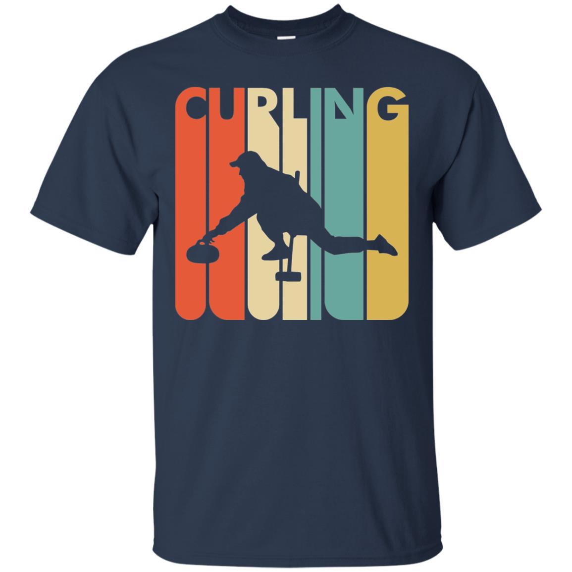 Vintage Style Curling T-shirt Navy