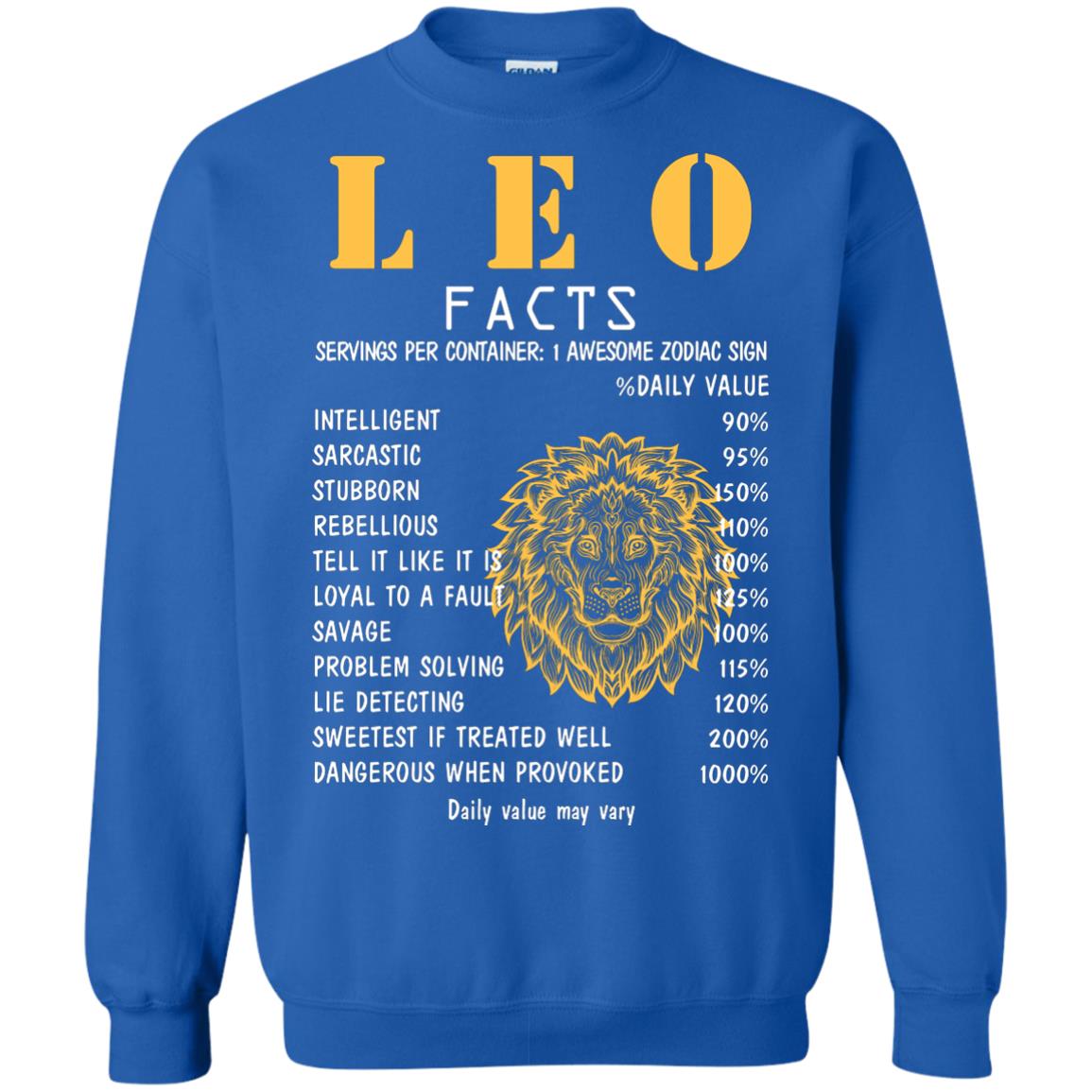 Leo Facts 1 Awesome Zodiac Sign Gift Shirt For Leo Horoscope Royal