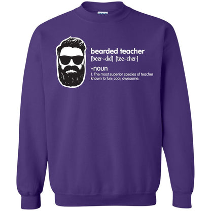 Bearded Teacher The Most Superior Species Of Teacher Known To Fun Cool Awesome Shirt Purple