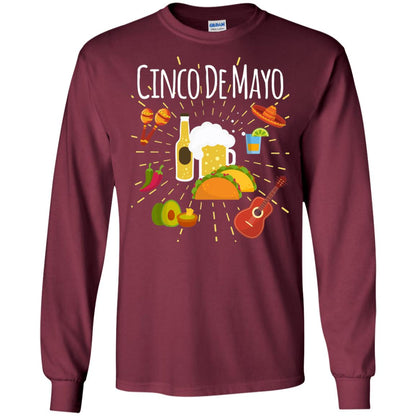 Cinco De Mayo Beer Tacos Guitar Mexico Shirt Maroon