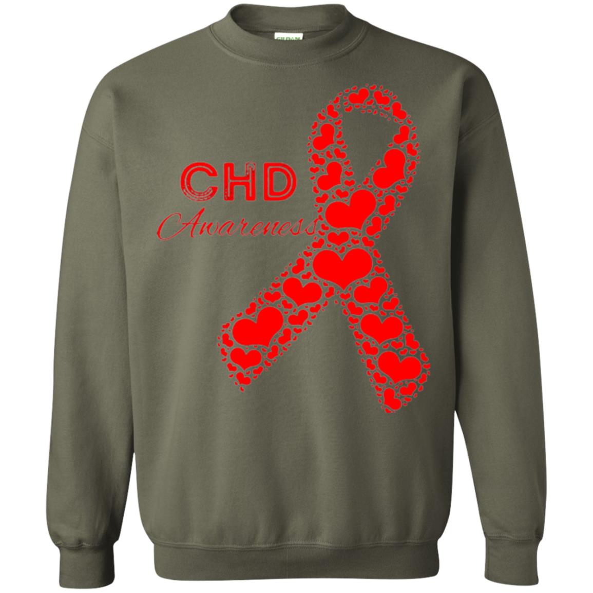 Chd Congenital Heart Defect Awareness T-shirt National Wear Red Military Green