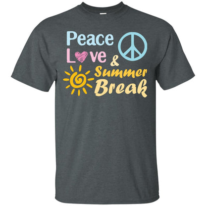 Peace Love And Summer Break Shirt For Summer Vacation 2018 Dark Heather