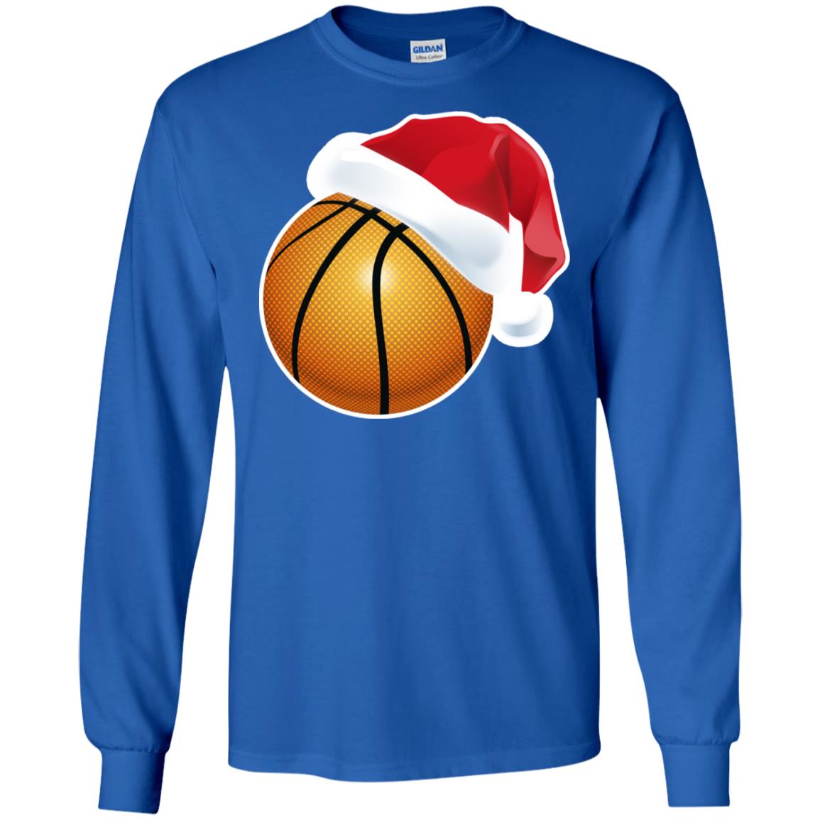 Basketball With Santa Claus Hat X-mas Shirt For Basketball Lovers Royal