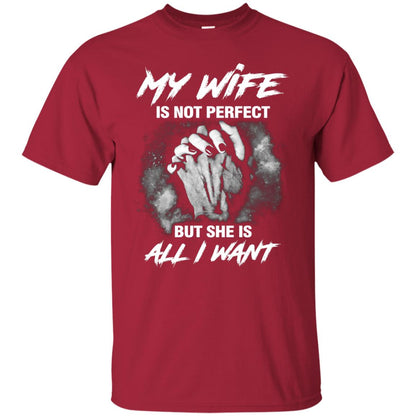 My Wife Is Not Perfect But She Is All I Want Husband Shirt Cardinal