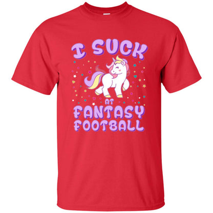 Unicorn Lovers T-shirt I Suck At Fantasy Football Red