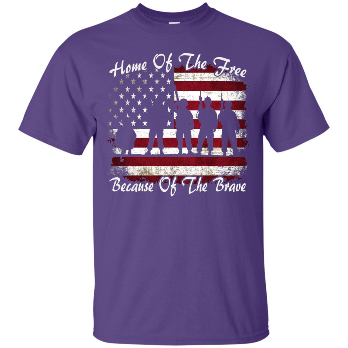 Home Of The Free Because Of The Brave Flag Military Shirt Purple