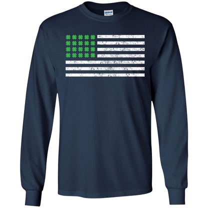 Usa Flag With Irish Shamrock St Patricks Day T-shirt Navy