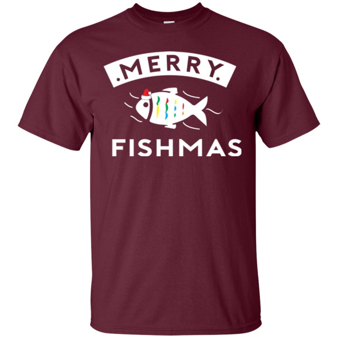 Merry Christmas Fisherman T-shirt Merry Fishmas Maroon