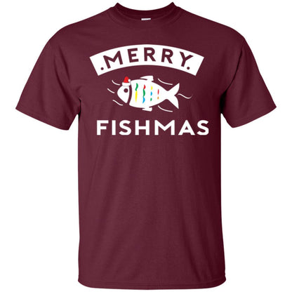 Merry Christmas Fisherman T-shirt Merry Fishmas Maroon