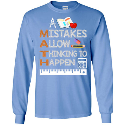 Math Lover T-shirt Mistakes Allow Thinking To Happen Carolina Blue