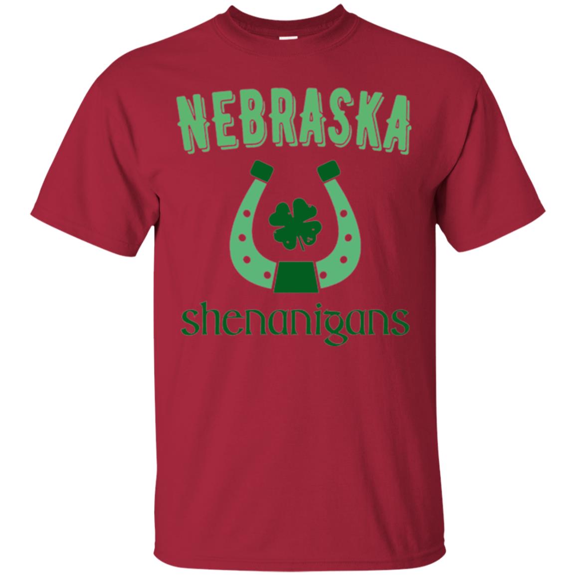 Nebraska Shenanigans Horseshoe Clover St Patrick_s Day T-shirt Cardinal
