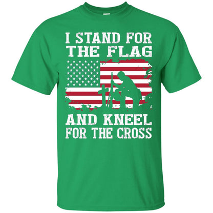 I Stand For The Flag And Kneel For The Cross Military T-shirt Irish Green