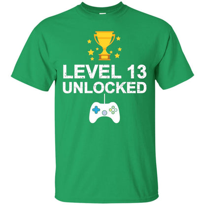 Level 13 Unlocked Funny 13th Birthday T-shirt Irish Green