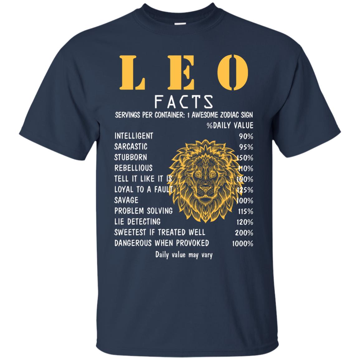 Leo Facts 1 Awesome Zodiac Sign Gift Shirt For Leo Horoscope Navy