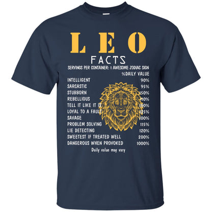 Leo Facts 1 Awesome Zodiac Sign Gift Shirt For Leo Horoscope Navy